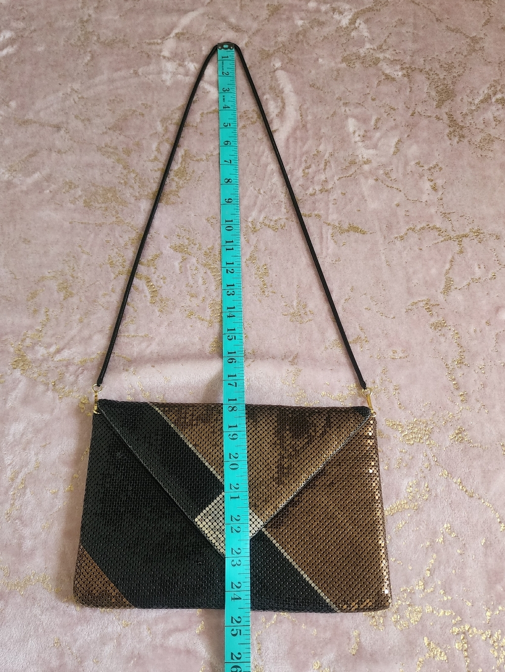 BAG | Sequin Envelope Shoulder Bag in Black and Brown - Picture 6 of 13